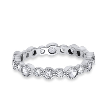 Full Eternity Wedding Ring Simulated Cubic Zirconia 925 Sterling Silver
